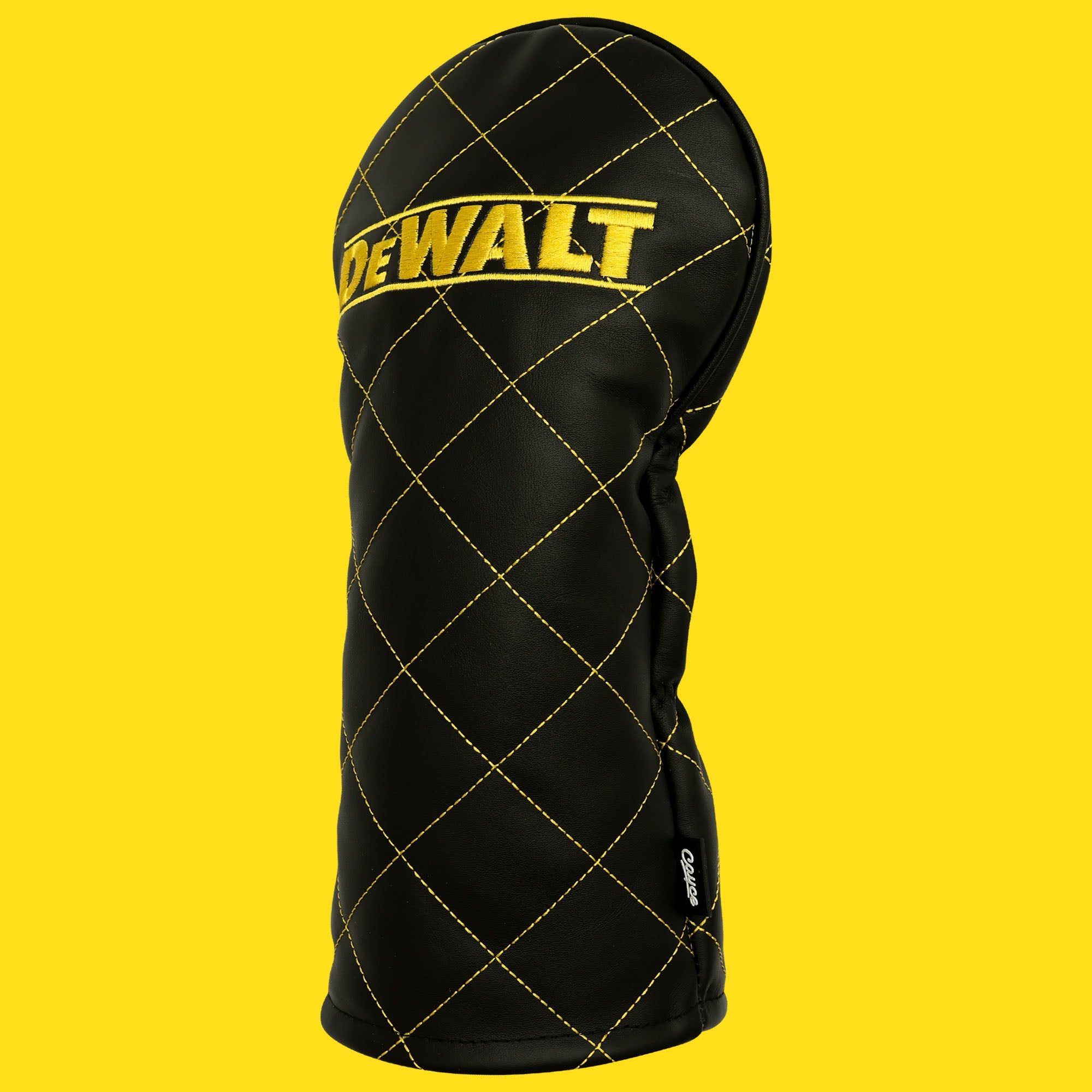 custom leather driver headcover for DeWalt featuring genuine napa leather and embroidered logo