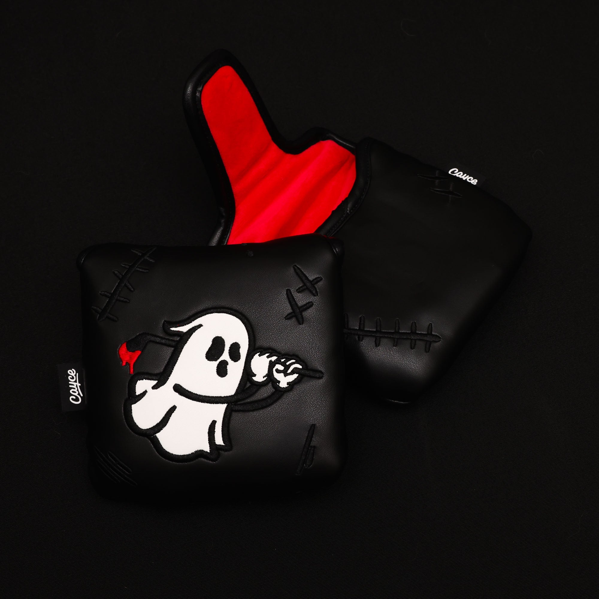 limited edition ghost magnetic mallet putter cover with blood red inner liner from cayce golf