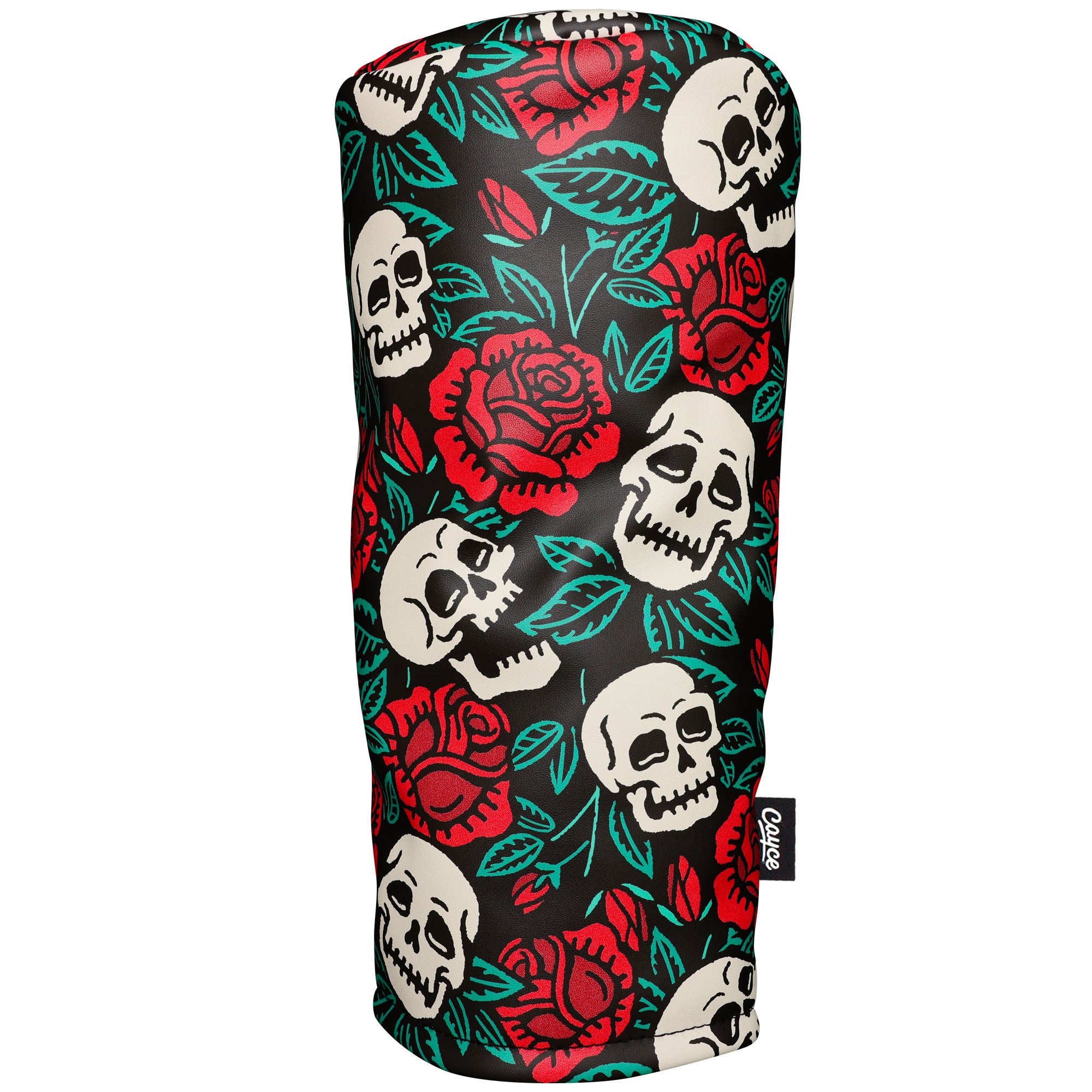 driver head cover with rose and skull design from cayce golf